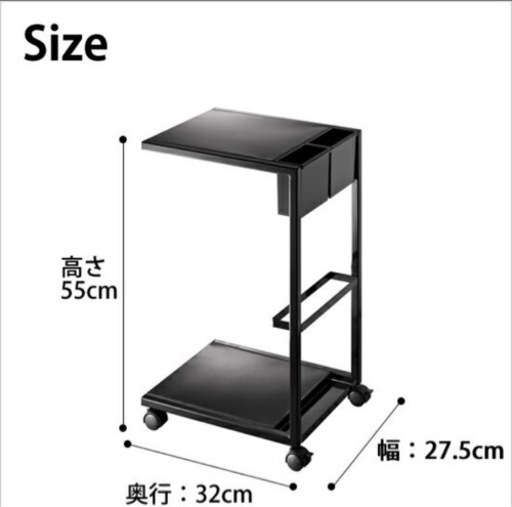 可動式テーブル/ワゴン　ブラック　収納あり！