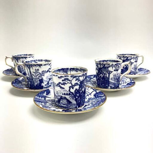 【経年保管品】ロイヤルクラウンダービー  Crown Derby カップ＆ソーサー デミタスカップ ミカド 5客セット 食器 割物