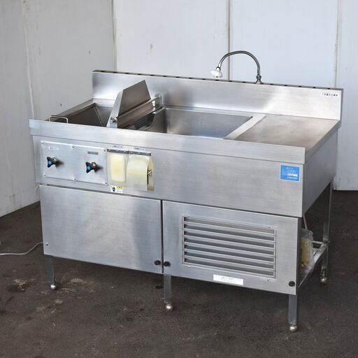 【ヤ取終了3/13】≪yt1147ジ≫ 富士工業所 麺シンク FS-14070ALFC 幅140cm 奥行70cm 噴流槽左側 ゆで麺機左置き用 2019年製 現状品 51111-06