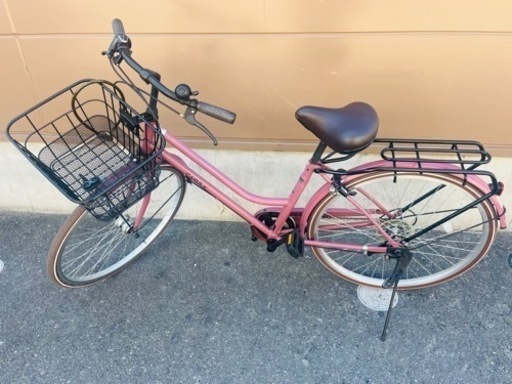 【3月末まで】美品 26インチ 自転車 ママチャリ ギア付き ピンク 鍵付き カゴ付き
