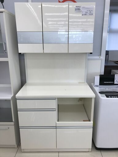 ★ジモティ割あり★  レンジボード ホワイト H200×D58×W100 クリーニング済み HJ2258