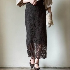 美品☆noble リバーレースIラインスカート　36
