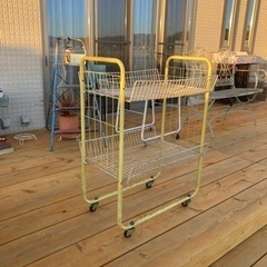 昭和レトロ　ワイヤーラック　キャスター付　ガーデニング　シャビーラック 昭和レトロ ワイヤーラック2段仕様 キャスター付 店舗什器