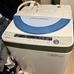 【無料】 洗濯機 SHARPシャープ ES-GE55P 5.5kg