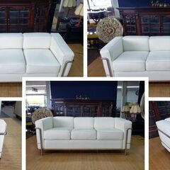 ｂ49　美品！　ル・コルビジェ　ＬＣ２　本革　トリプルソファ　リプロダクト品