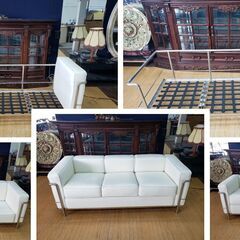 ｂ49　美品！　ル・コルビジェ　ＬＣ２　本革　トリプルソファ　リプロダクト品