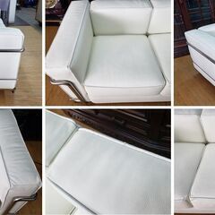 ｂ49　美品！　ル・コルビジェ　ＬＣ２　本革　トリプルソファ　リプロダクト品