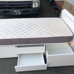 市内配送・組立・設置無料 引出付きシングルベッド