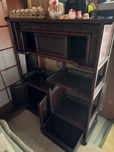 お取引終了】茶箪笥 茶棚 飾棚 唐木 茶道具 煎茶道具 昭和レトロ