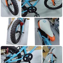 J077★密かに人気！★子供自転車★ヨツバサイクル★LED★ラムネブルー色★16インチ