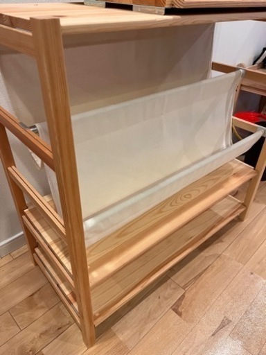 無印良品 パイン材ユニットシェルフ・幅86cm(帆布マガジンラック