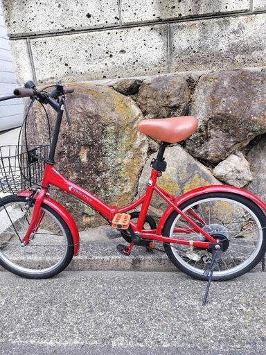 中古品　自転車/折りたたみ自転車　赤色　20インチ