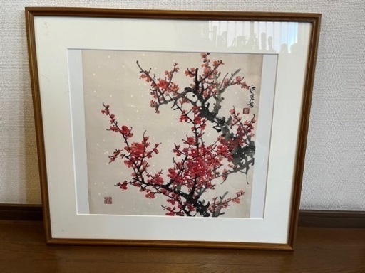水墨画　紅梅