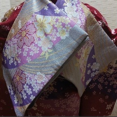 値下げ！美品 正絹 振袖 成人式 金駒刺繍 舞桜文 豪華振袖４点セット