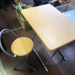 テーブル　椅子セット　ライトブラウン　木製　パイプ　セット売り　勉強机