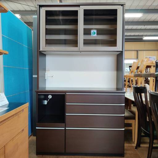 【愛品倶楽部柏店】松田家具 2枚スライド扉キッチンボード 1180フォースレンジ