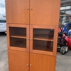 良品 UNICO ウニコ 木製 食器棚 ブラウン 横幅約90㎝×高さ約160