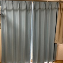遮光カーテン　水色　２枚セット200×100