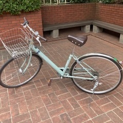 子供用自転車 中古　水色　グリーン　FRESH TOWN 6段変速