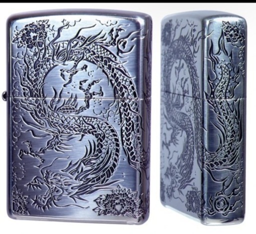 ZIPPO 二面龍　銀イブシ
