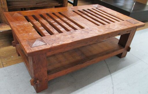 R601 天然木 手つくり センターテーブル、ローテーブル、幅110cm Used・美品