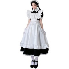 クラシカルロングメイド服 ゴスロリレース コスロリ レース半袖 ...