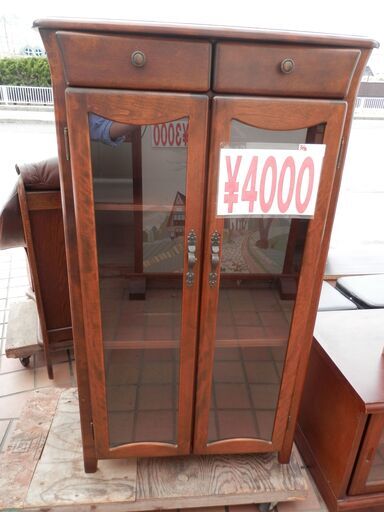 アンティーク食器棚・キャビネット アンティーク調 キャビネット 店舗什器 チーク無垢材 ヴィンテージ