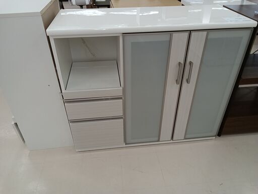 ★ジモティ割あり★ NITORI レンジボード ホワイト W120×D50×H101 クリーニング済み TC1631