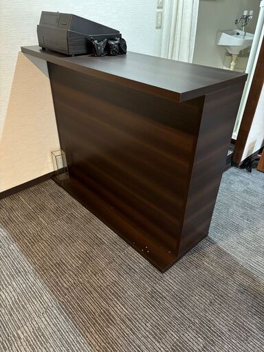 カウンター テーブル 幅120cm 背面収納 足置き 木目 完成品 大川家具 日本製 ブラウン