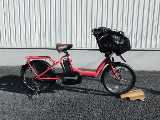 2014 子供乗せ3人乗り対応 ブリヂストン アンジェリーノ プティットe A20L84 レッド 8.7Ah サドル新品 車体＆バッテリー極めて良好! 自609