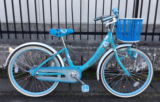 ＜使用少・美品車＞ピコリーナラブ・22インチ子供自転車・ブルー 手元操作ライト・ミラー付きベル 鍵付き