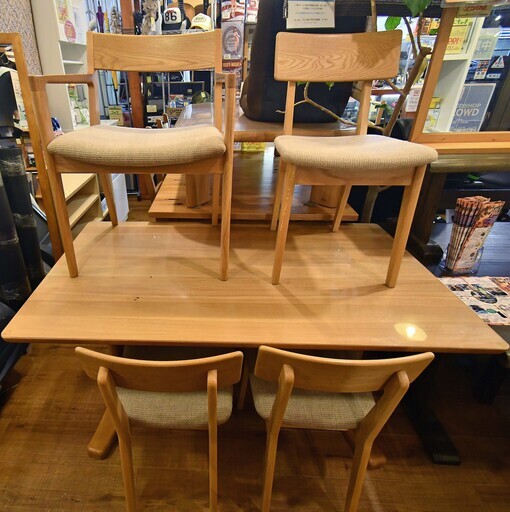 ●近郊格安配送可(^_-)-☆●ナガノインテリア　ダイニング5点セット　中古品●相模原　横浜　神奈川●テーブル　チェア