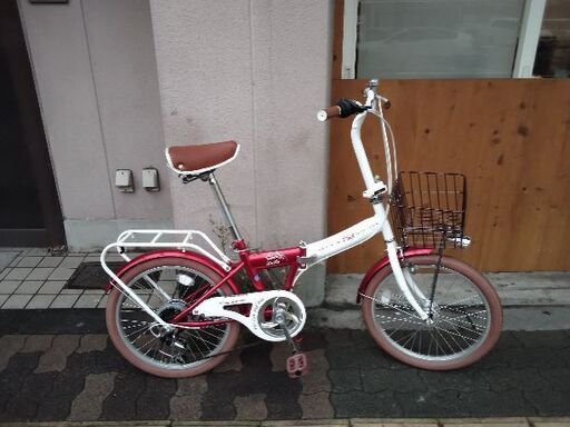 SHIDO[シドー]Latte(ラテ) 20吋折り畳み自転車 外装6段/LEDオート/レッドXホワイト