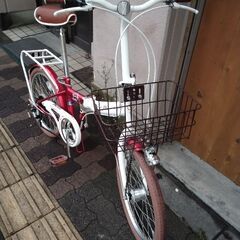 SHIDO[シドー]Latte(ラテ) 20吋折り畳み自転車 外装6段/LEDオート/レッドXホワイト