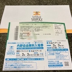 福岡ソフトバンクホークス　オープン戦　2試合分　2枚