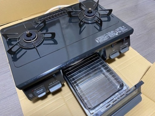 受け渡し成立しましまた★★さらに値下げしました7500→6000円★★リンナイ　グリル付ガステーブル2口コンロ　2021年製