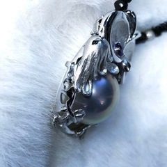 梟 SILVER 925 天然マベパール 目にはアメジストチェーン部分はsilver 