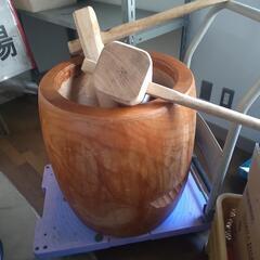 餅つき 3升臼 杵2本  美品 