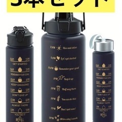 3サイズ【ブラック】ウォーターボトル3本セット メモリ付き タイ...
