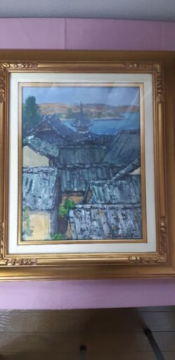 絵画　南涛　敬　尾道の屋並