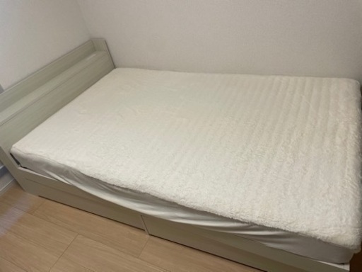 インテローグ　セミダブル　収納ベッドマットレス付きニュアンスホワイト　白