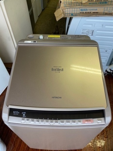 福岡市内配送設置無料　日立 HITACHI BW-DV100C N [ビートウォッシュ タテ型洗濯乾燥機 （10kg） シャンパン]