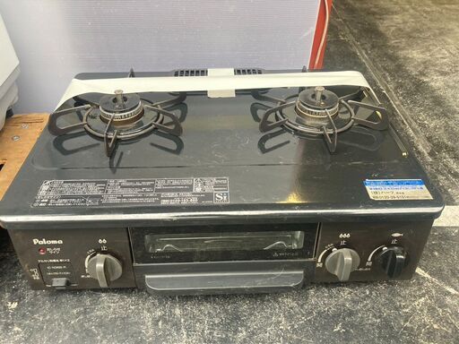 ☆中古￥7,800！Paloma　2口ガスコンロ　家電　2017年製　IC-N36B-R型　都市ガス用　【BB166】