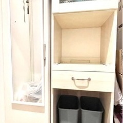 【引渡し決定】キッチン収納  スリム収納食器棚 ＋ゴミ箱2つ、可...