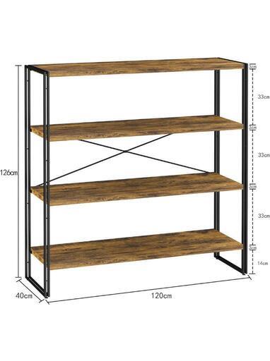 149e　 XINYF 棚 ラック オープンシェルフ 本棚 オープンラック ディスプレイ 幅120×奥行40×高さ126cm H4-120-40　【訳あり】y022201e