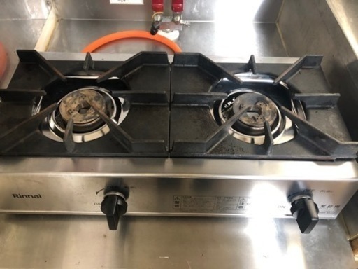 Rinnaiリンナイ 二口ガスコンロ シルバー 業務用 - キッチン家電 