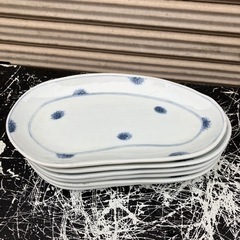 美濃焼 ゆらぎ 楕円形皿 ６枚青花 変形皿