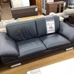 KB-74【新入荷　リサイクル品】本革3シーターソファ　黒