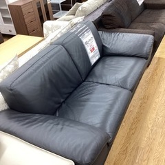 KB-74【新入荷　リサイクル品】本革3シーターソファ　黒