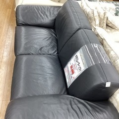 KB-74【新入荷　リサイクル品】本革3シーターソファ　黒